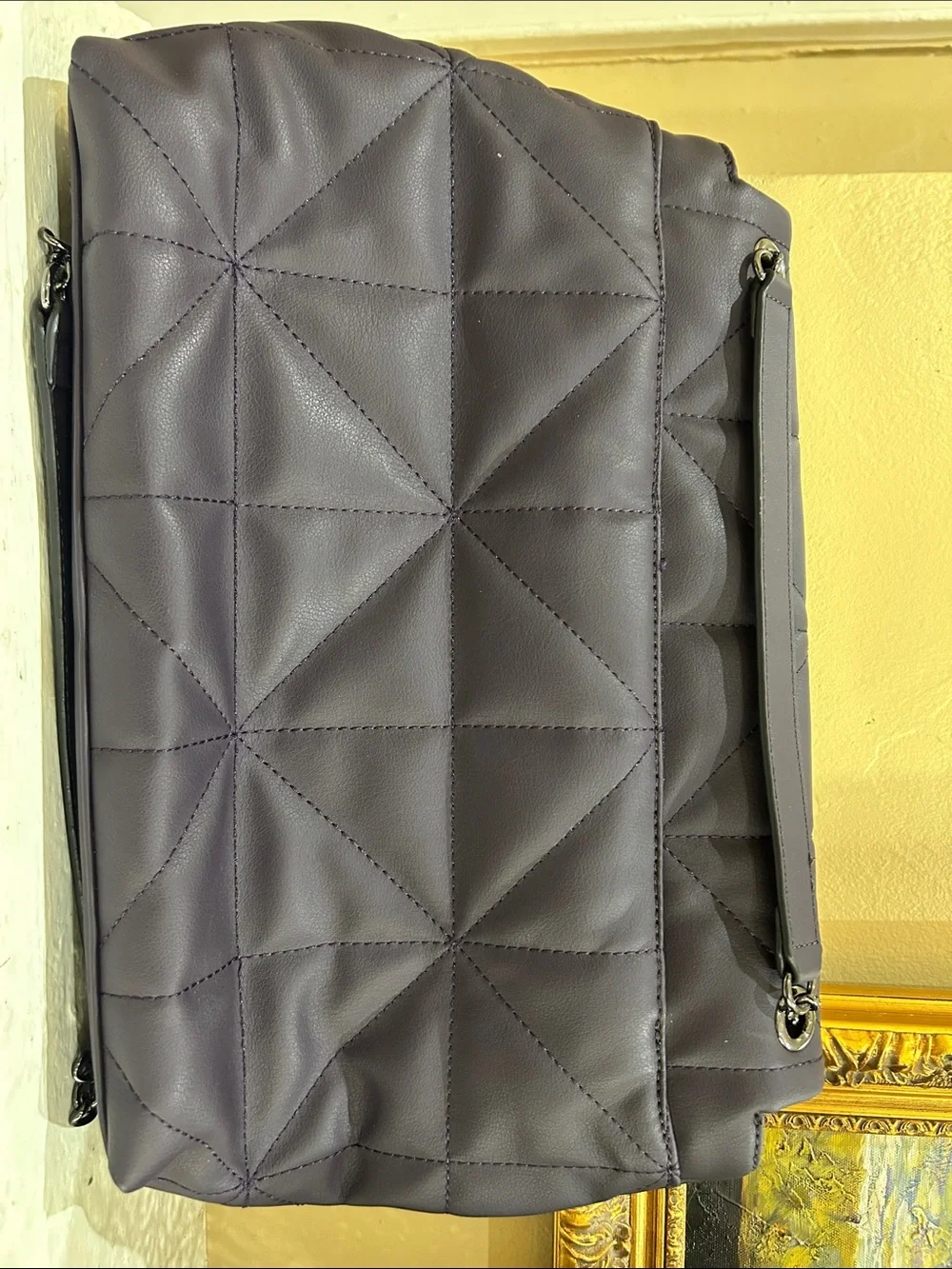 Simply Vera by Vera Wang Quilted Dark Purple Shoulder Bag with Chain Strap